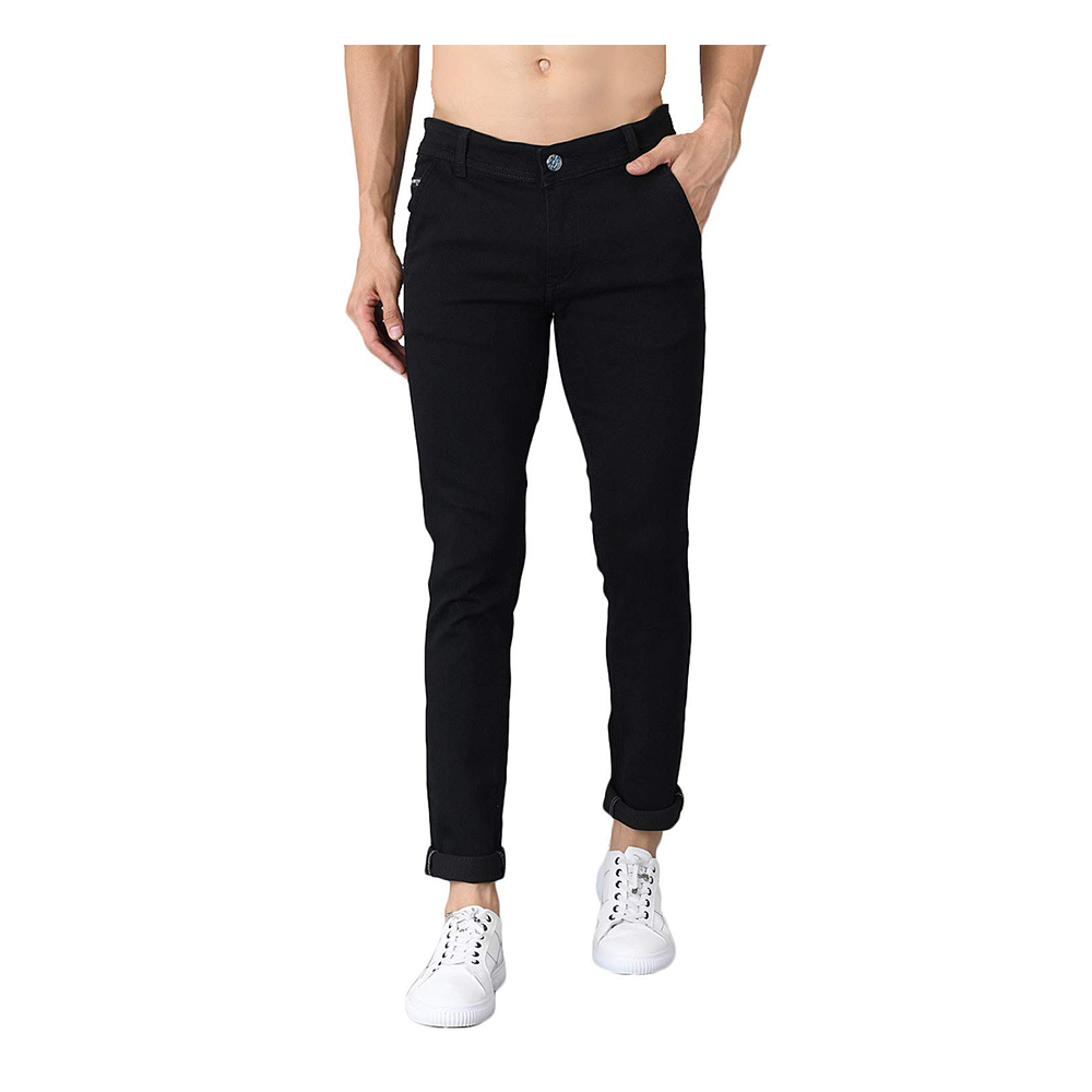 Cotton Semi Stretch Denim Jeans Pant For Men - Deep Black - NZ-13077