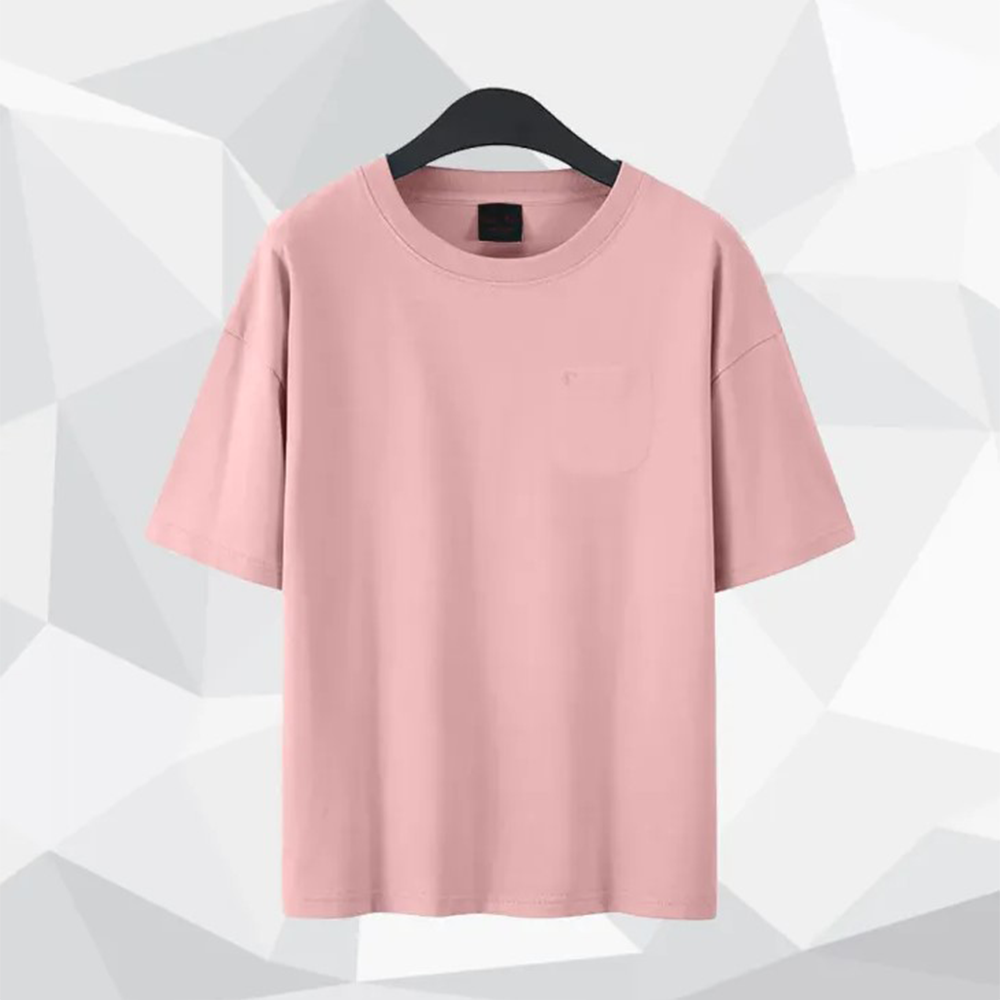 Cotton T-shirt with Pocket for Men - Baby Pink