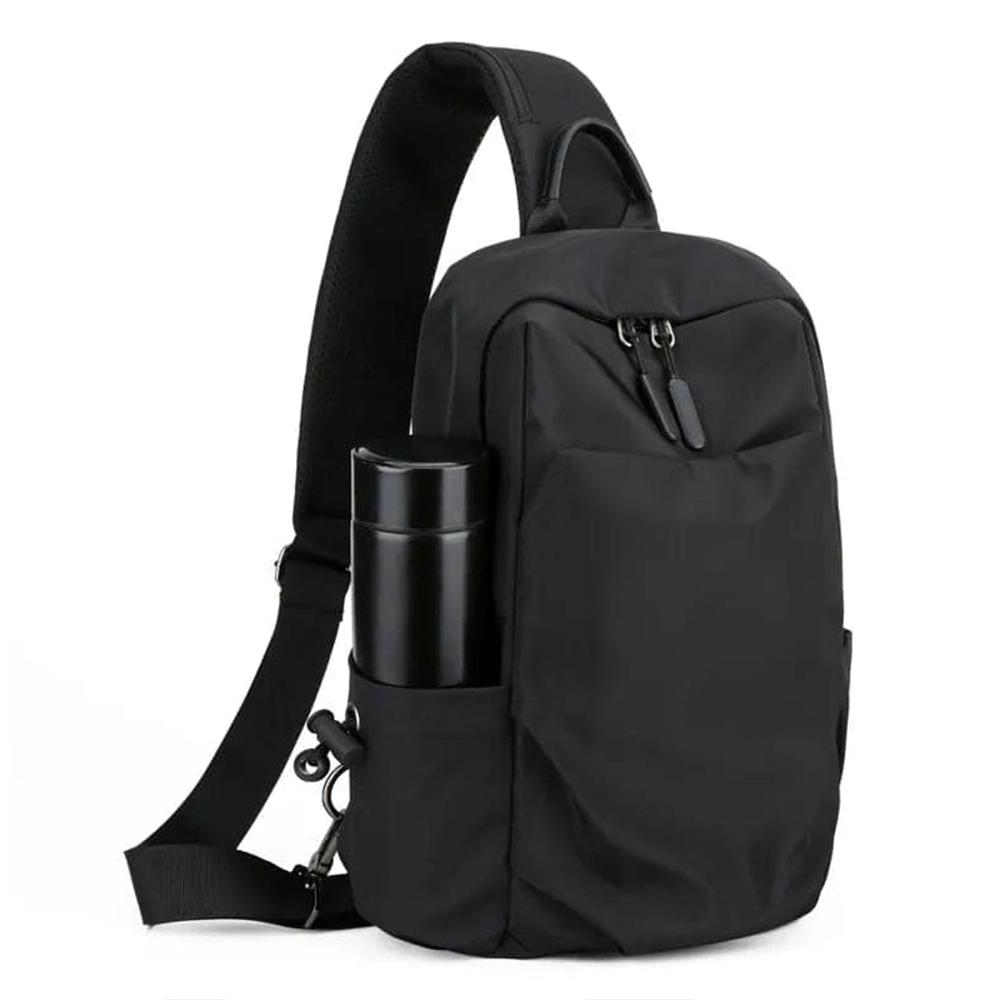 Nylon Crossbody Sling Shoulder Bag For Men - Black - F76