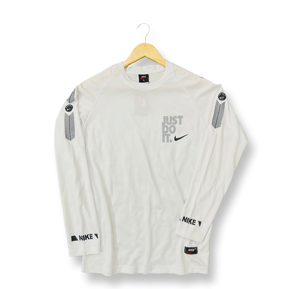 Full Sleeve Mesh Just Do It Jersey T-shirt - White - 1056