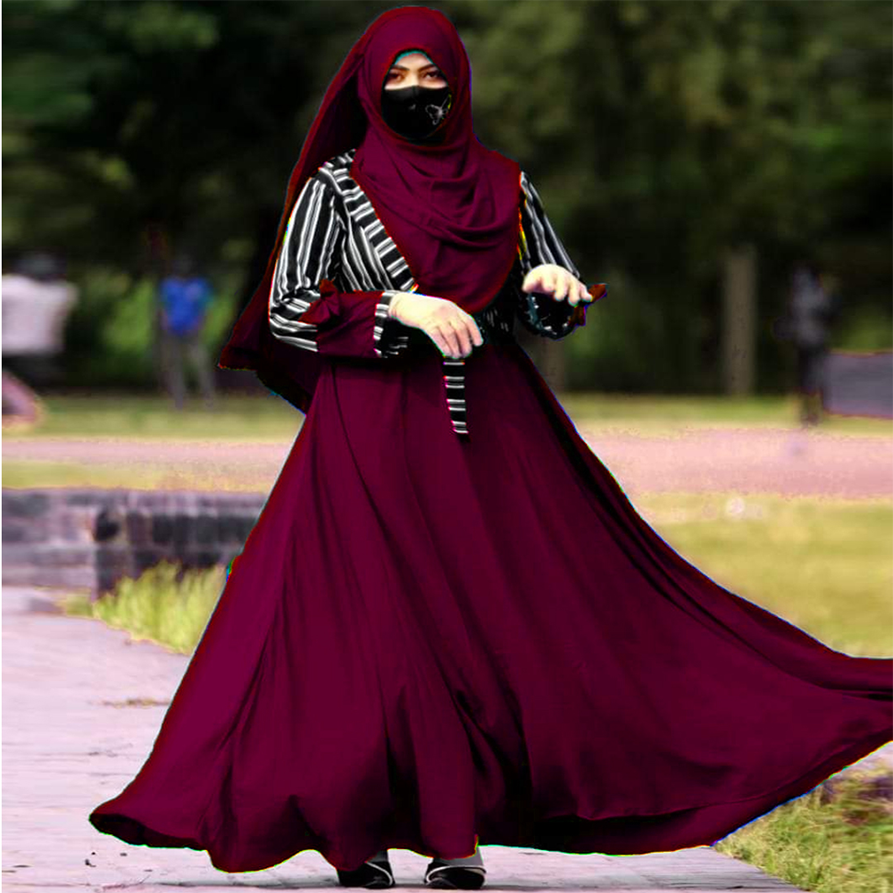 Dubai Cherry Irani Party Abaya Burkha Set For Women Maroon B 498