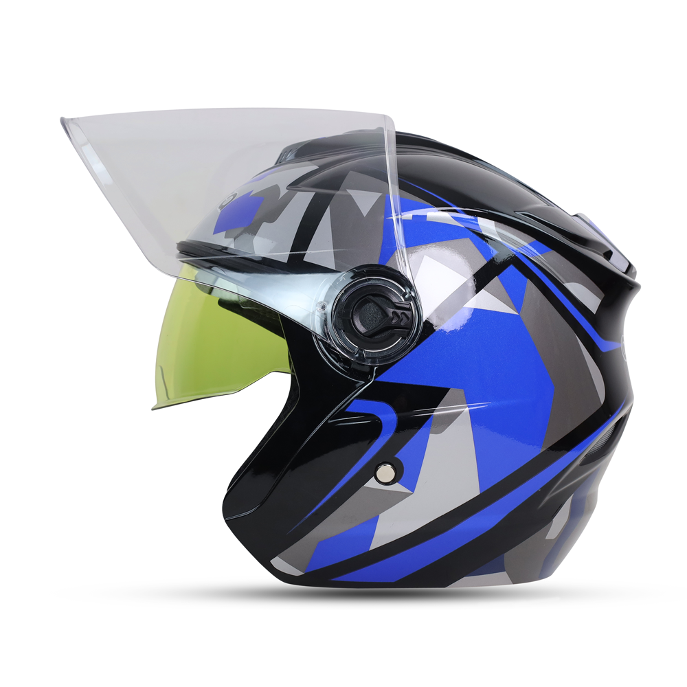 Aadora 882 D1 Half Face Helmet - Black and Blue - APBD1061