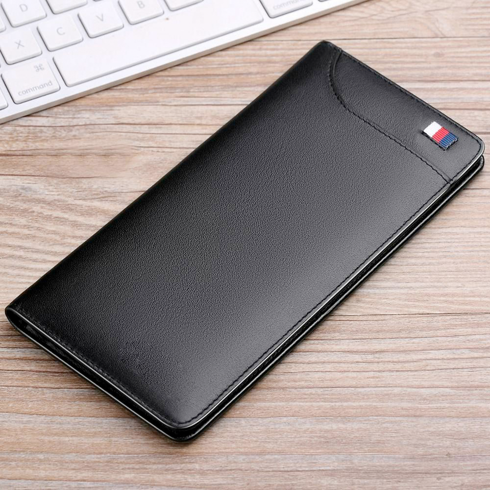 Zays Premium Leather Long Wallet for Men - Black - WLN01