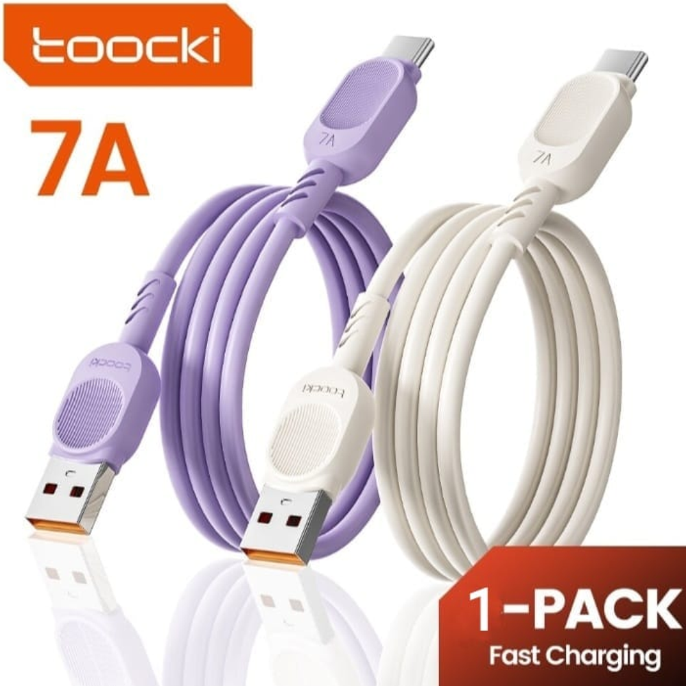 Toocki USB To Type C Fast Charging Cable - 100W - Purple and White