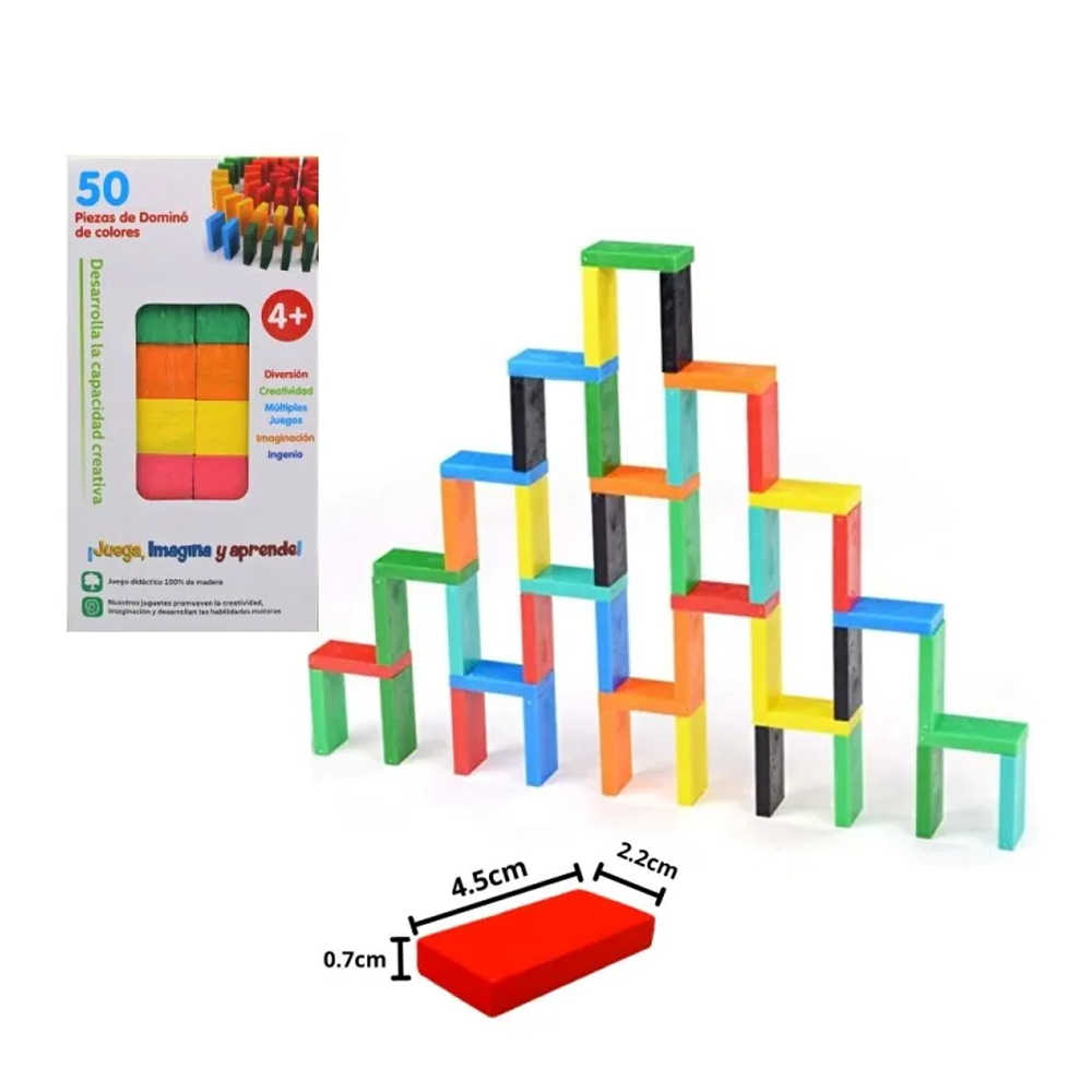 Set of 50Pcs Classic Wooden Domino Building Blocks Kids Toy