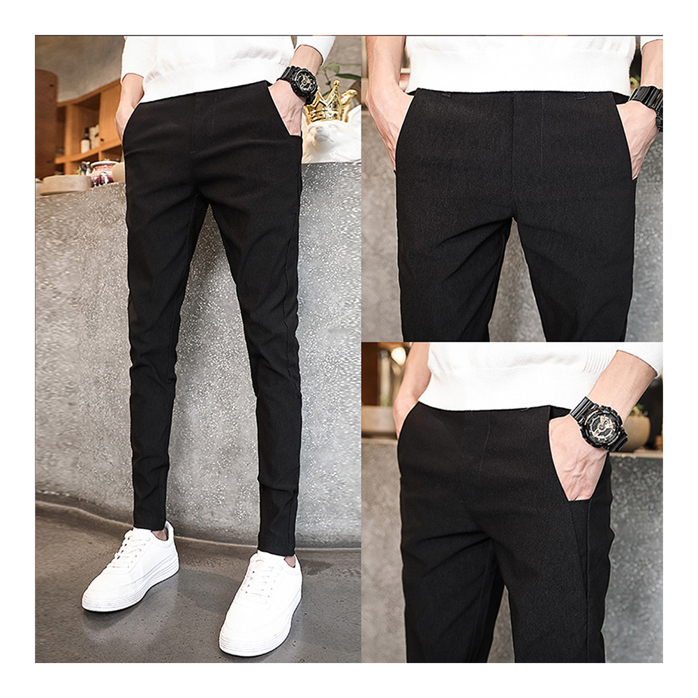 Cotton Chinos Gabardine Pant For Men - Deep Black - NZ-3177