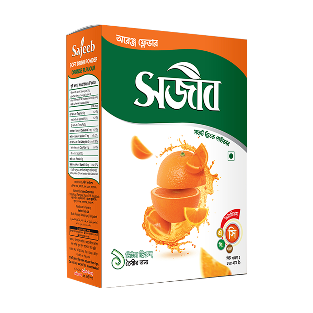 Sajeeb Soft Drink Powder Orange Flavor - 125gm