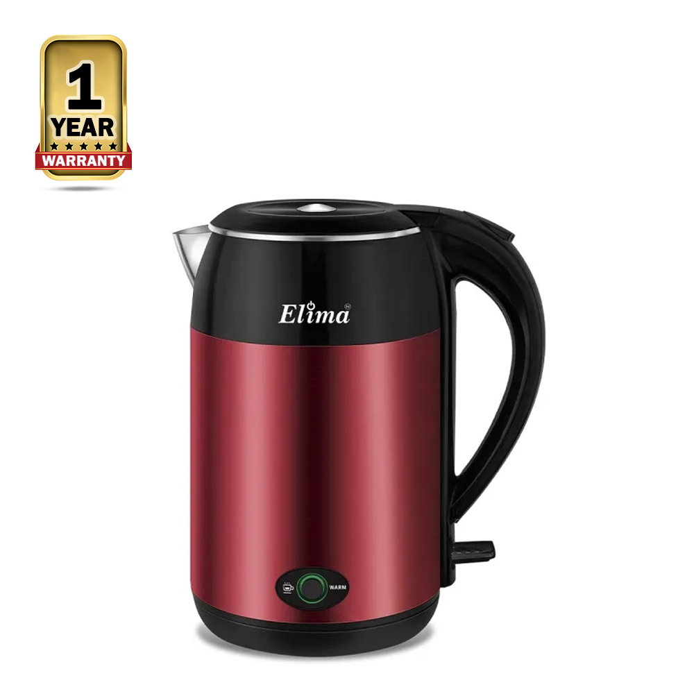 Elima EMK-555 Stainless Steel Electric Kettles - 2.0 Liter - Maroon and Black