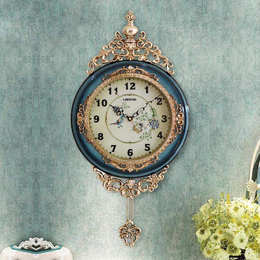Wall Mound Beautiful Large Gorgeous Pendulum Wall Clock - Green and White