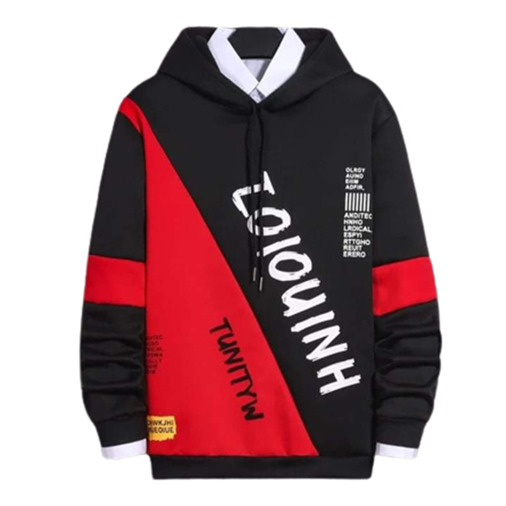 Cotton Hoodie For Men - Red and Black - H-182