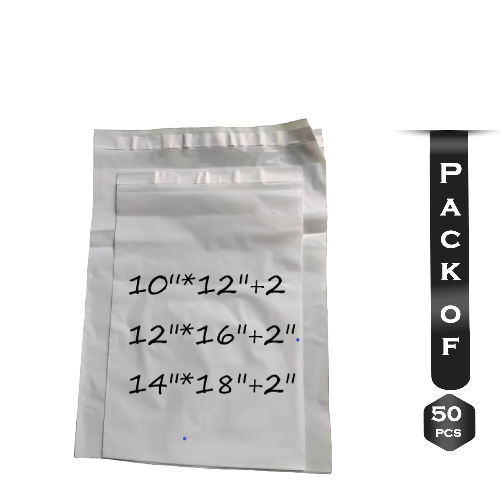 Pack of 50Pcs Plastic Poly Courier Packaging Bags - White