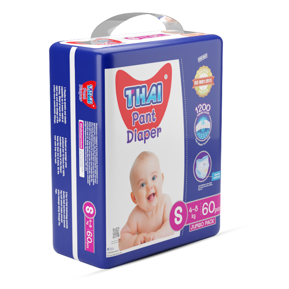 Thai Baby Pant Diapers - S - 4-8kg - 60pcs