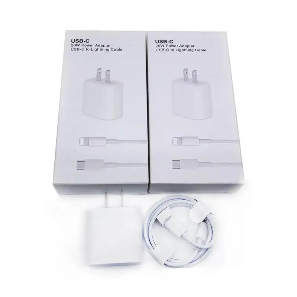 Apple USB C 2 Pin Fast Charger With Type C to Lighting Cable Copy - 20W - White 