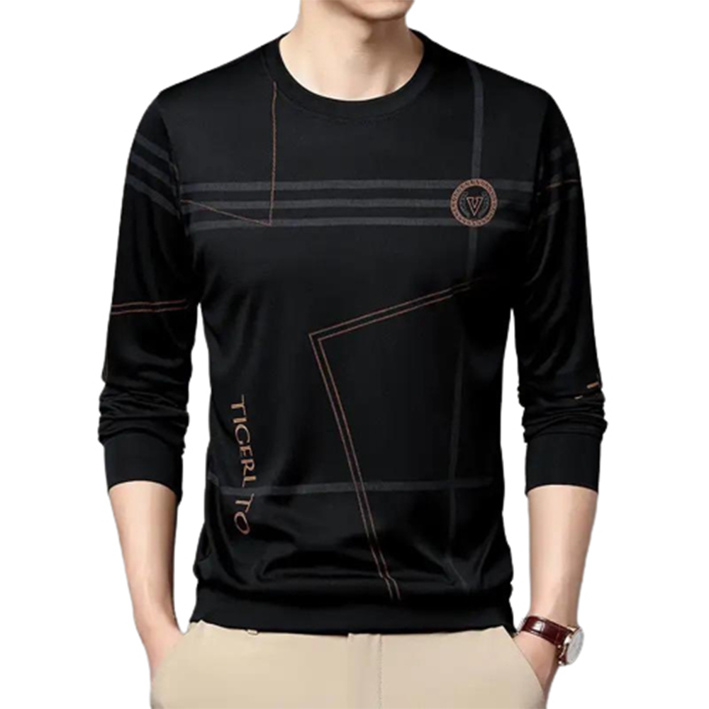 PP Jersey Winter Long Sleeve T-shirt For Men - Black - FT-03