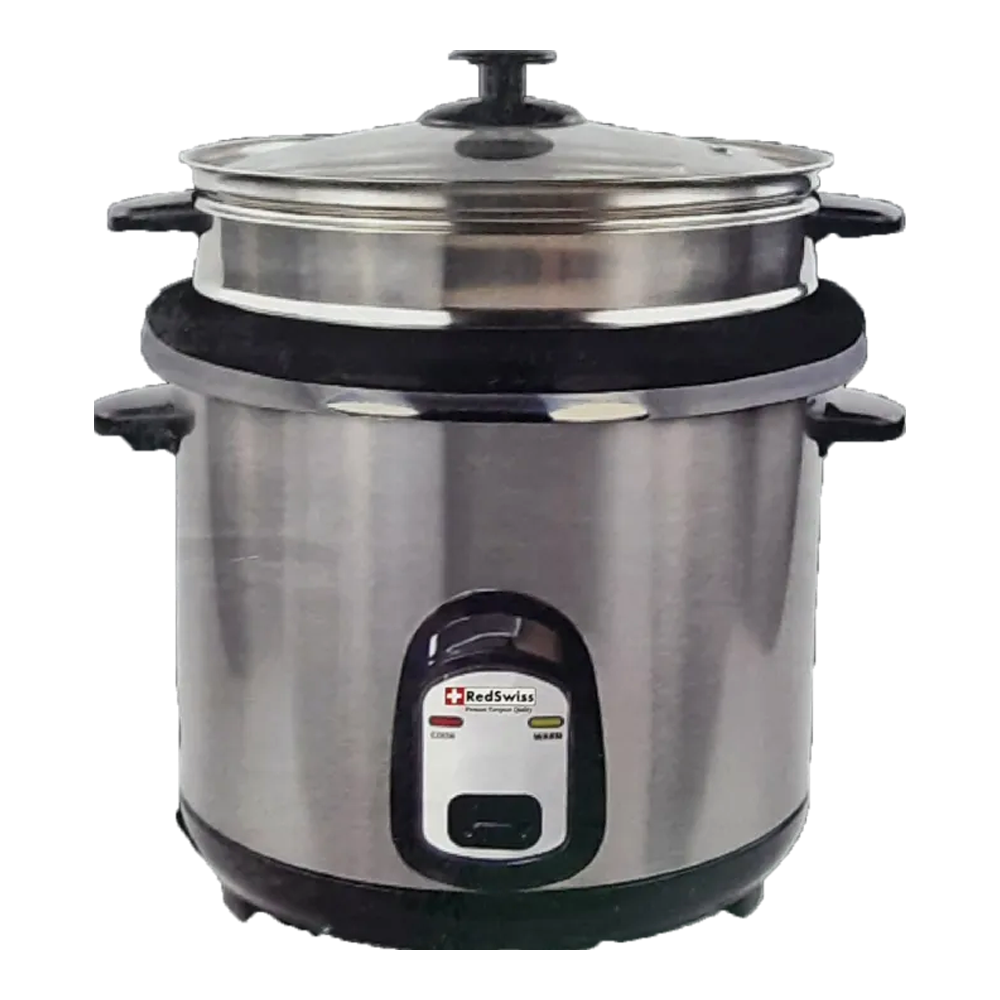 RedSwiss 3 In 1 Double Pot Rice Cooker 1.8 Liter Silver