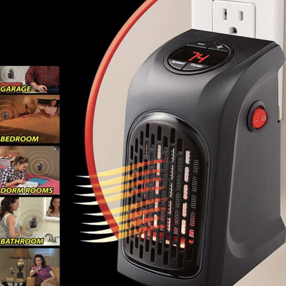 Portable Mini Electric Handy Air Heater - 400 Watt - Black 