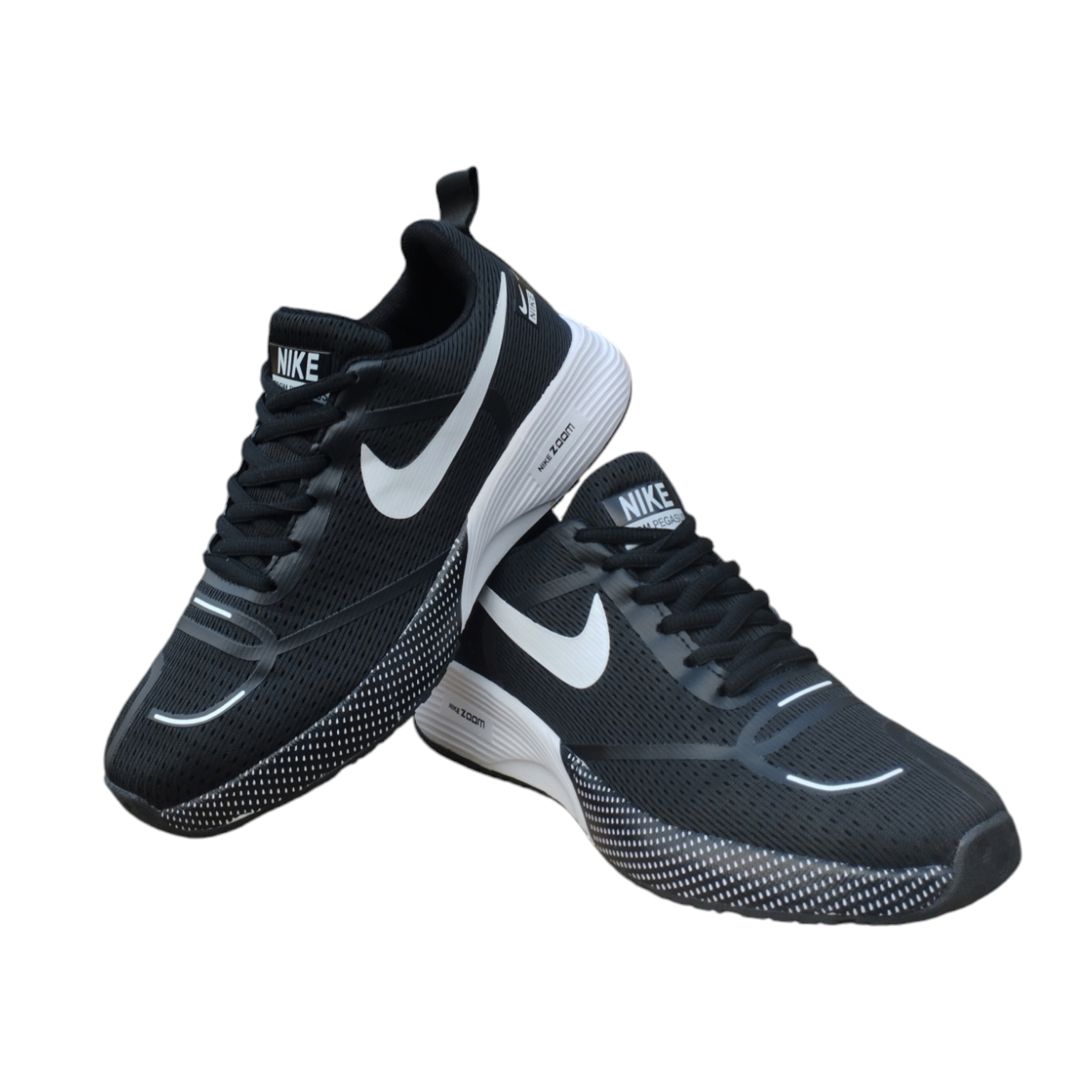 Nike Zoom Mesh Casual Running Shoes For Men - Black -0009