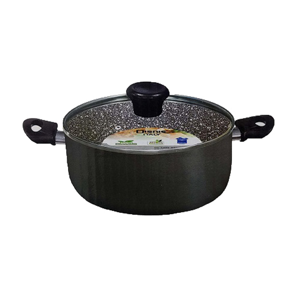 Disnie Marble Nonstick Casserole With Lid 30cm - Black