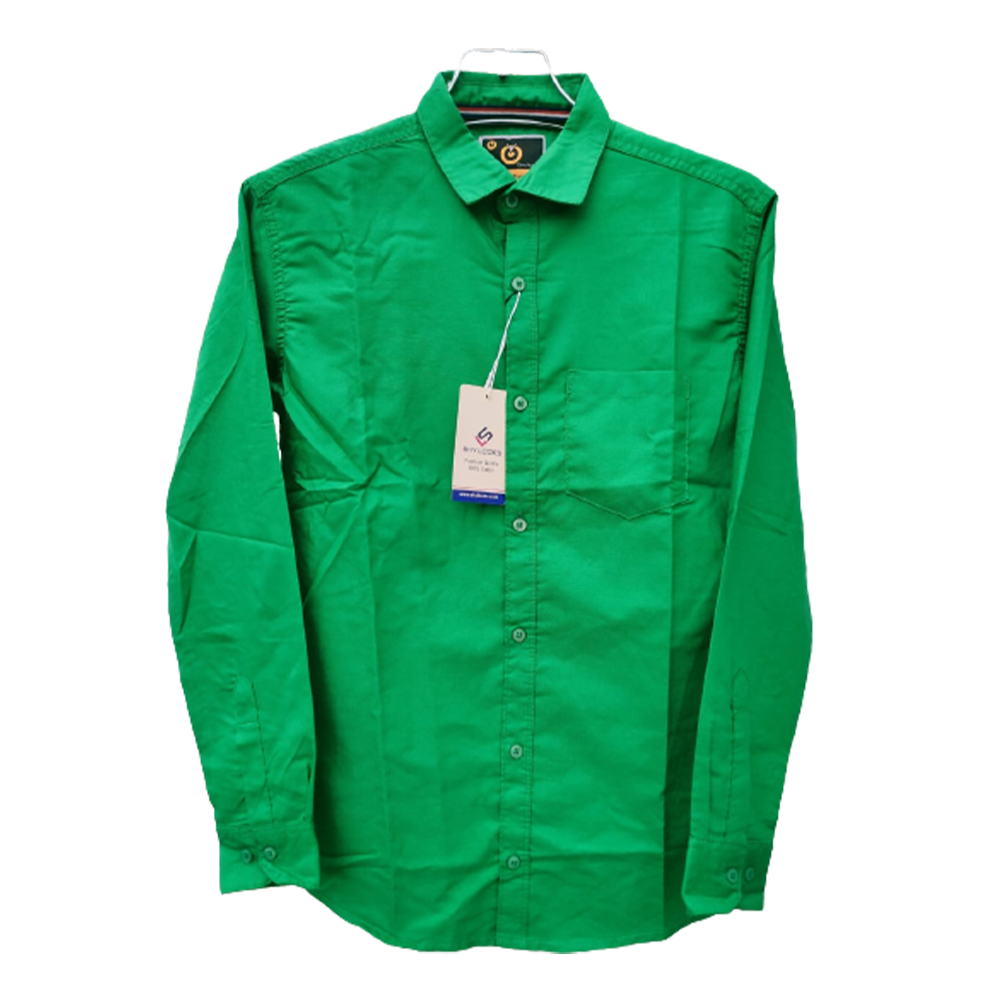 Oxford Cotton Full Sleeve Shirt For Men - Green - OP59