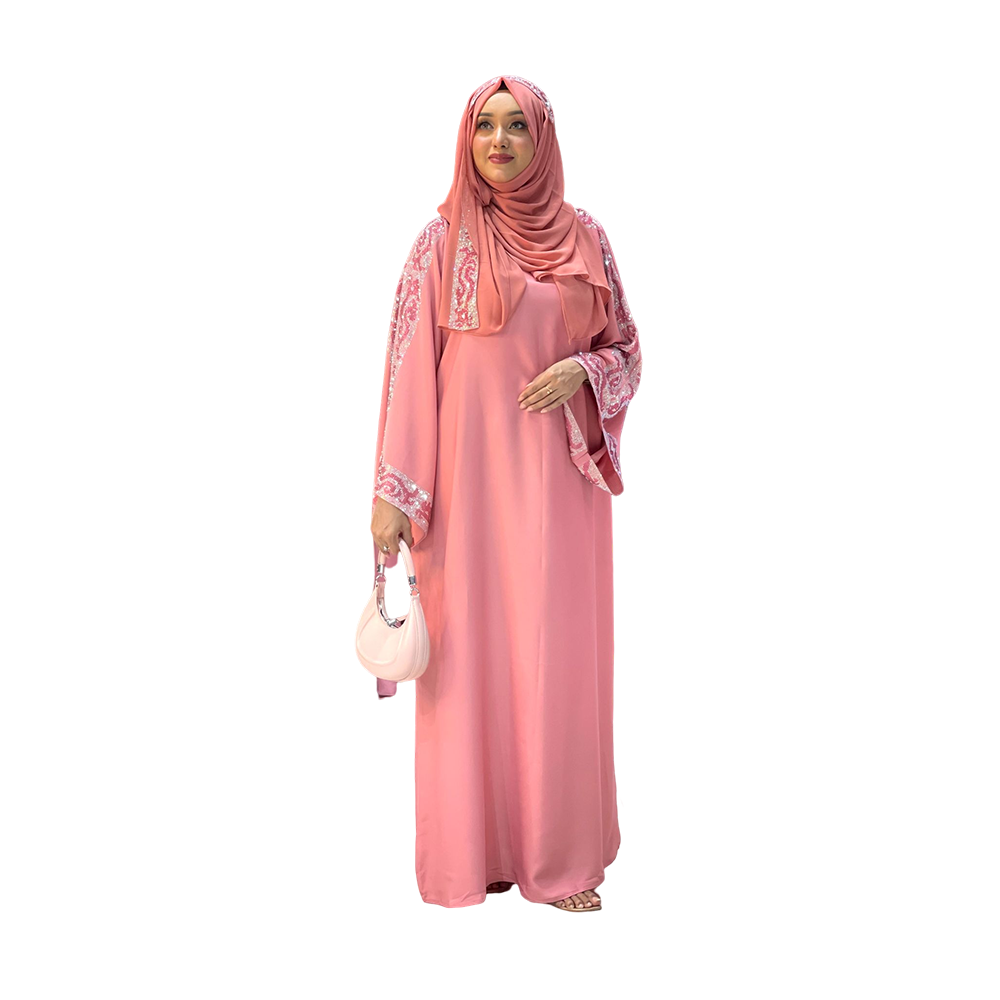 Cherry Georgette Burka With Orna For Women 21 - Sweet Pink