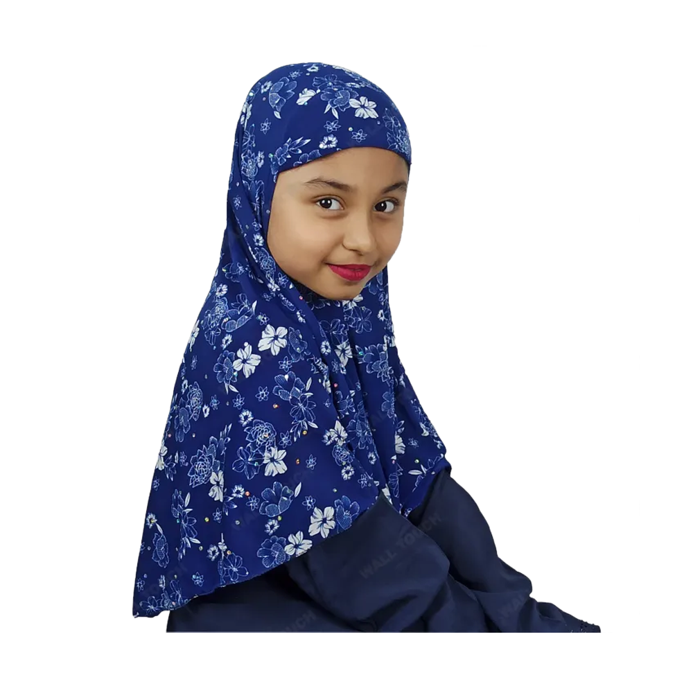 Dubai Cherry Hijab For Girls - Blue - hijab_blue_2-3