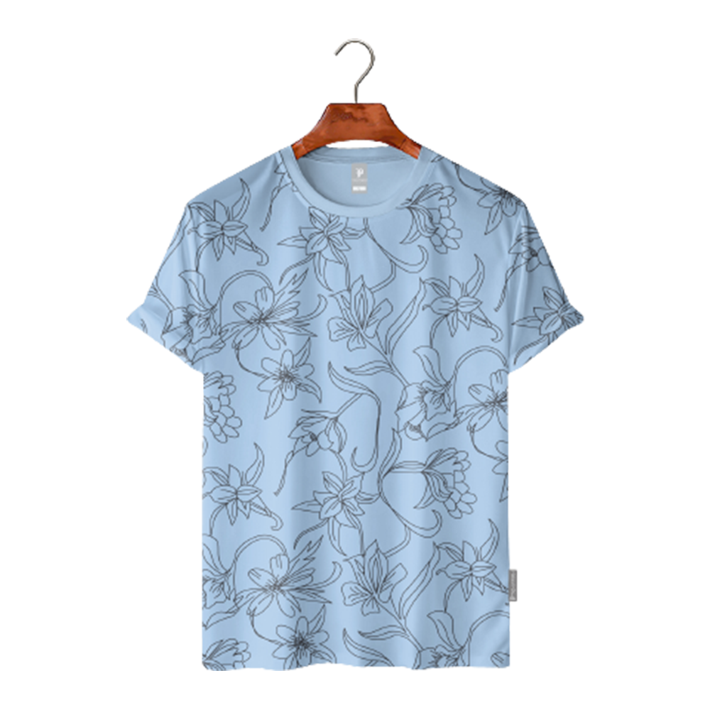 Cotton Half Sleeve T-Shirt For Men - Sky Blue - TS-05