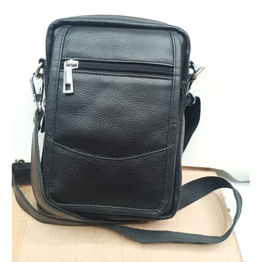 Leather Side Bag - Black - BL-14