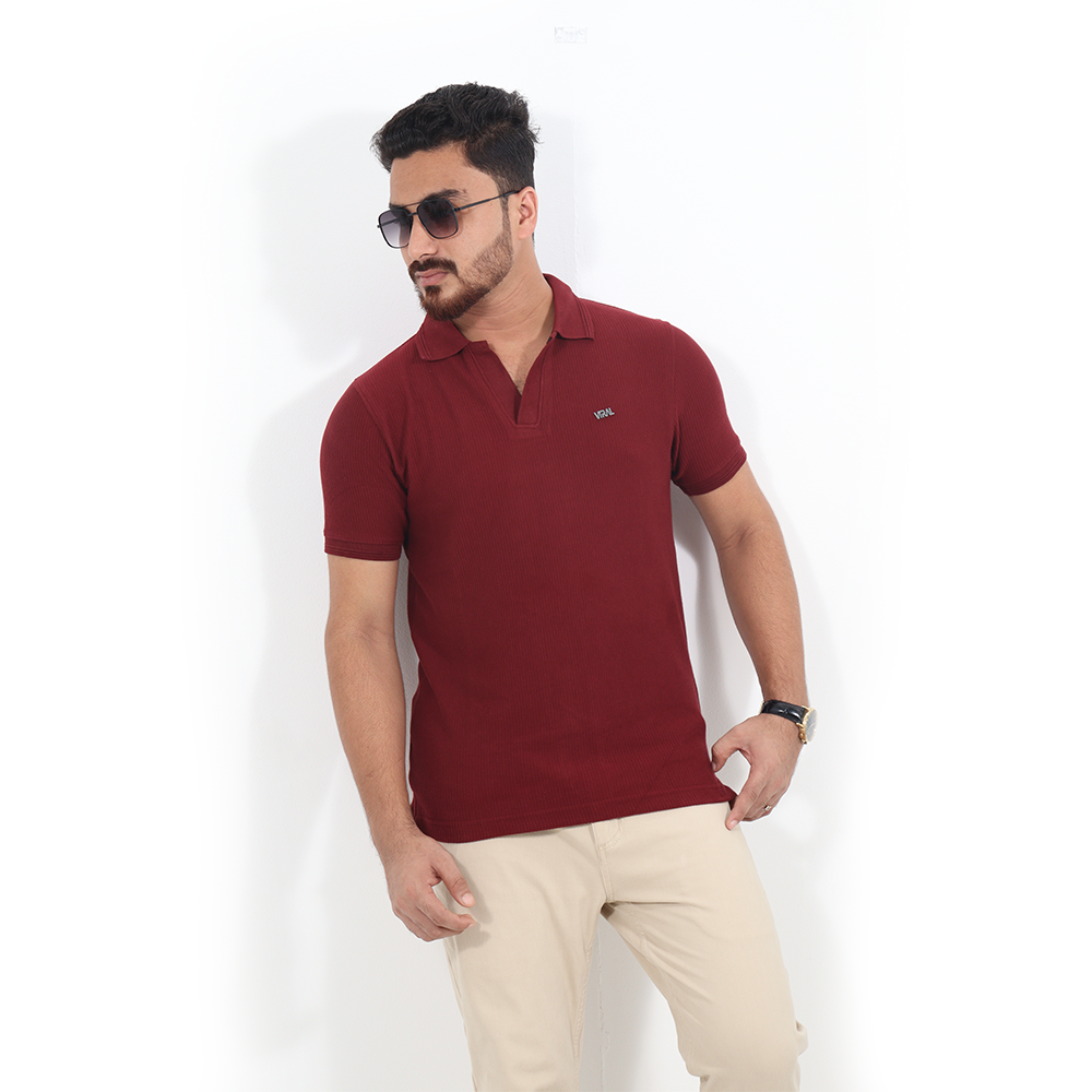 Cotton Jacquard Polo For Men - Navy - VL- 1349