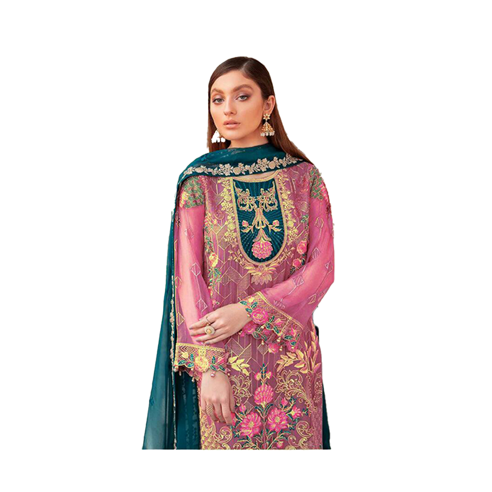 Unstitched Embroidery Work Georgette Shalwar Kameez For Women - Multicolor