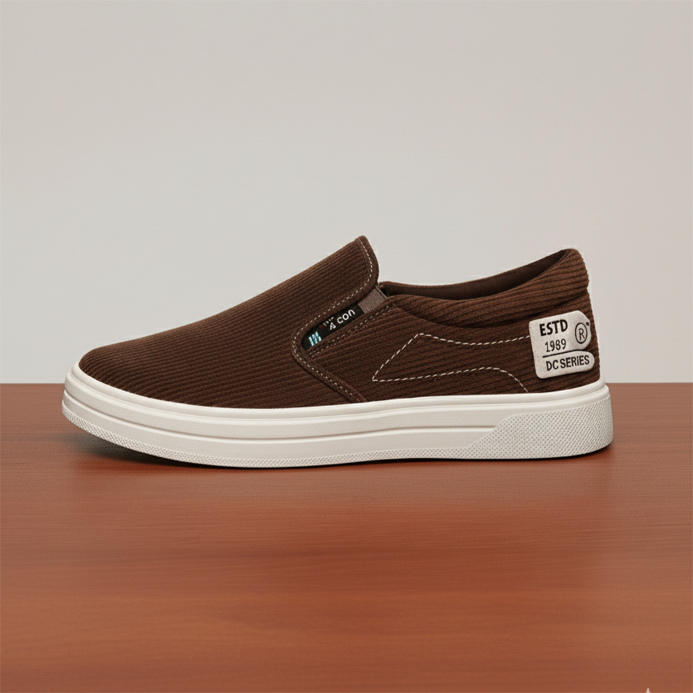 Premium Corduroy Slip On Shoes for Men - Brown - P104