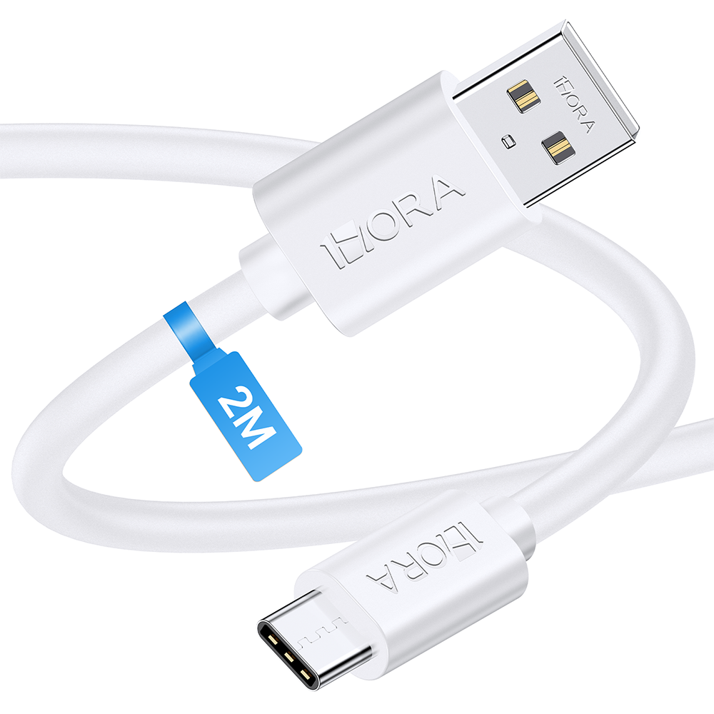 1Hora V8 Series Micro USB to Type C Cable - 2M - White - CAB185B
