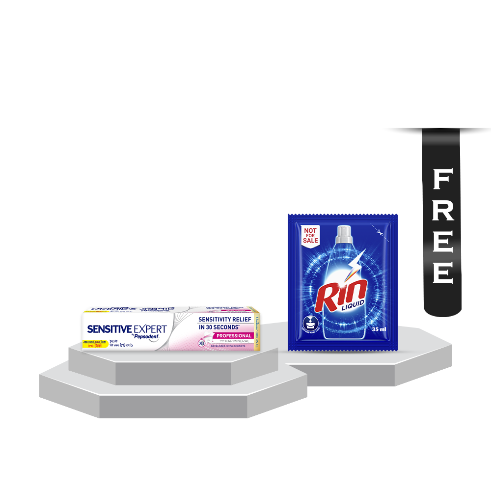 Pepsodent Sensitive Expert Professional - 80gm With Rin Liquid - 35ml Free