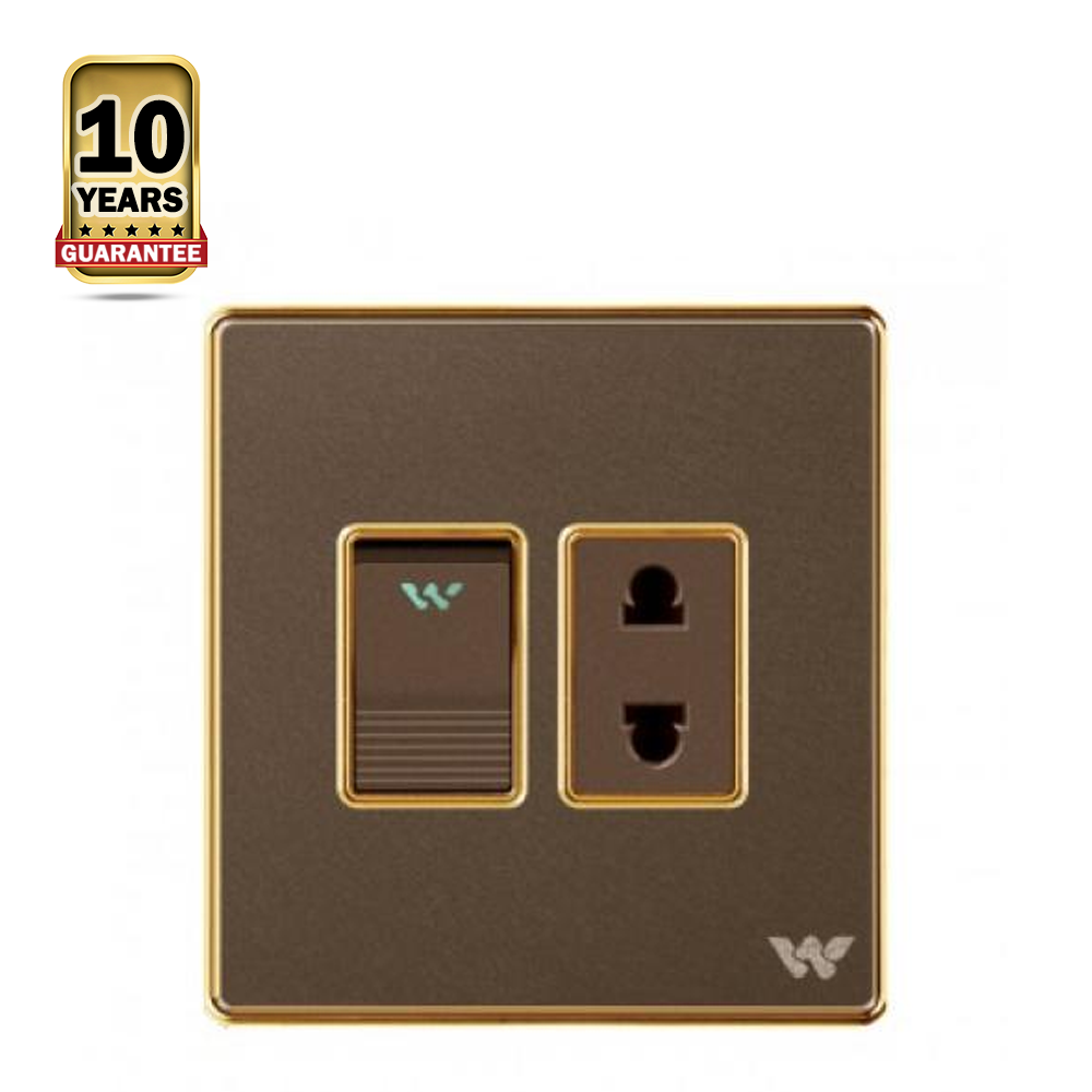 Walton Premio WP2PS 2 Pin Socket With Gang Switch - Dark Brown