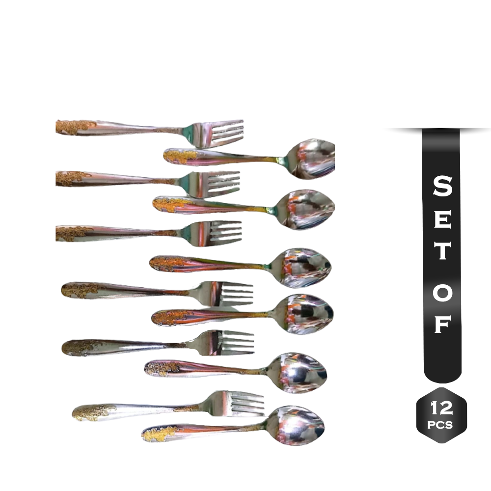 Set of 12 Pcs Spoon and Fork Set Silver
