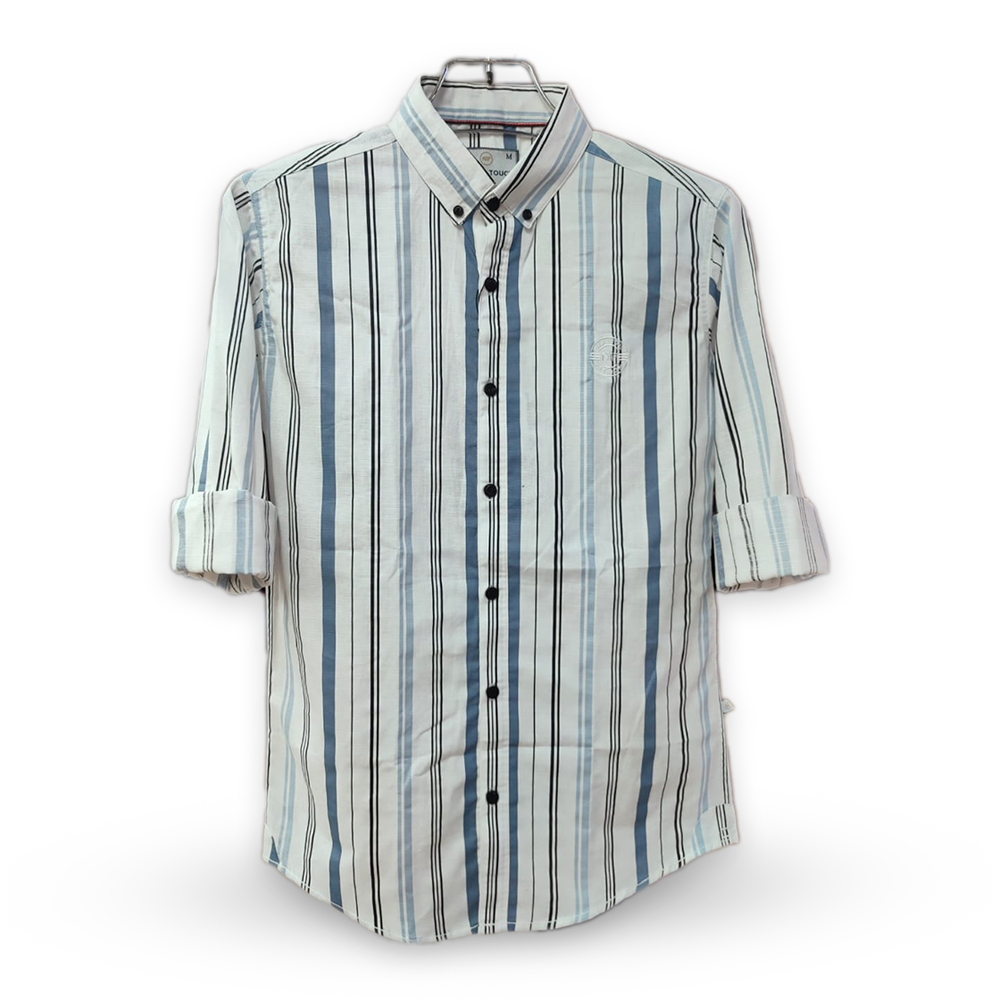 Cotton Full Sleeve Striped Shirt For Men - Multicolor - OP217