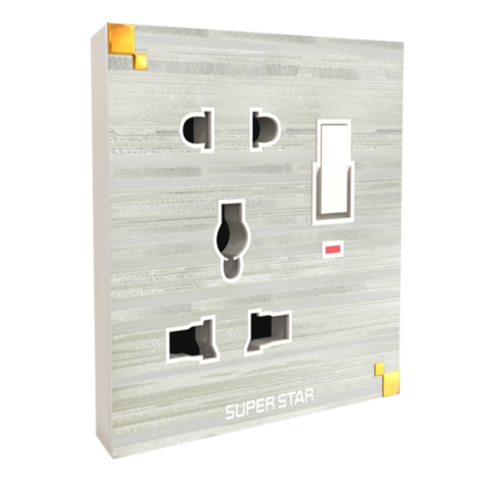 Super Star Marble 2 And 3 Pin Multi Socket