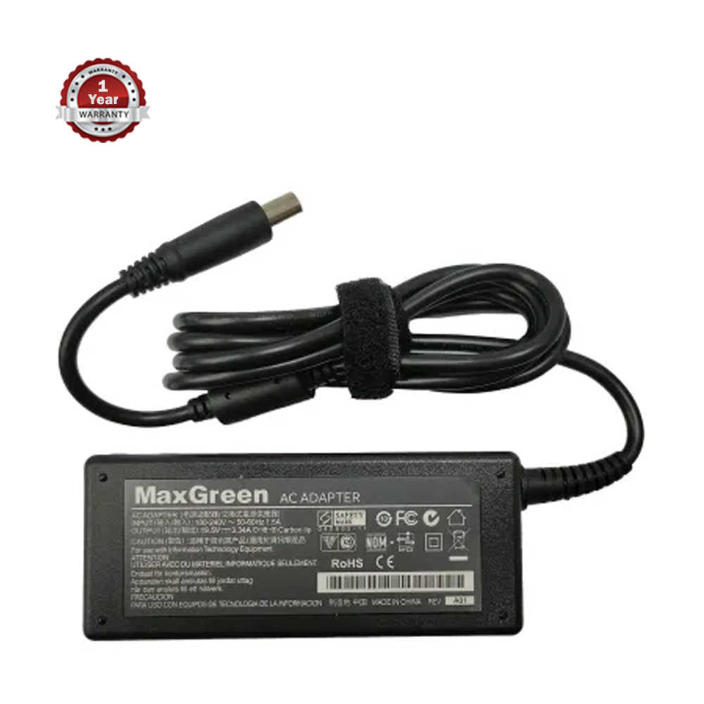 MaxGreen 19.5V 3.34A 65W Big Port Laptop Charger Adapter For Dell Laptop - Black 
