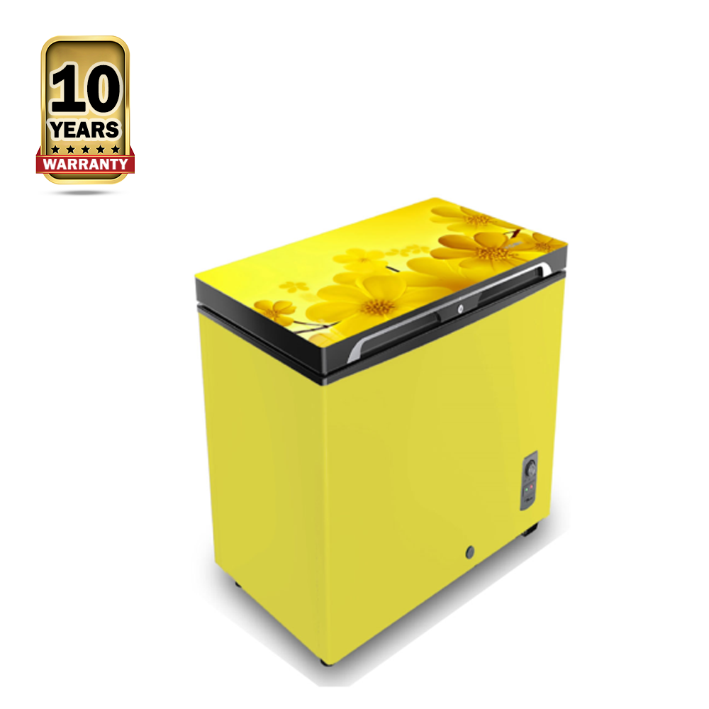 Vision RE-150 Deep Freezer - 150 Liters - Yellow Myrtle Flower