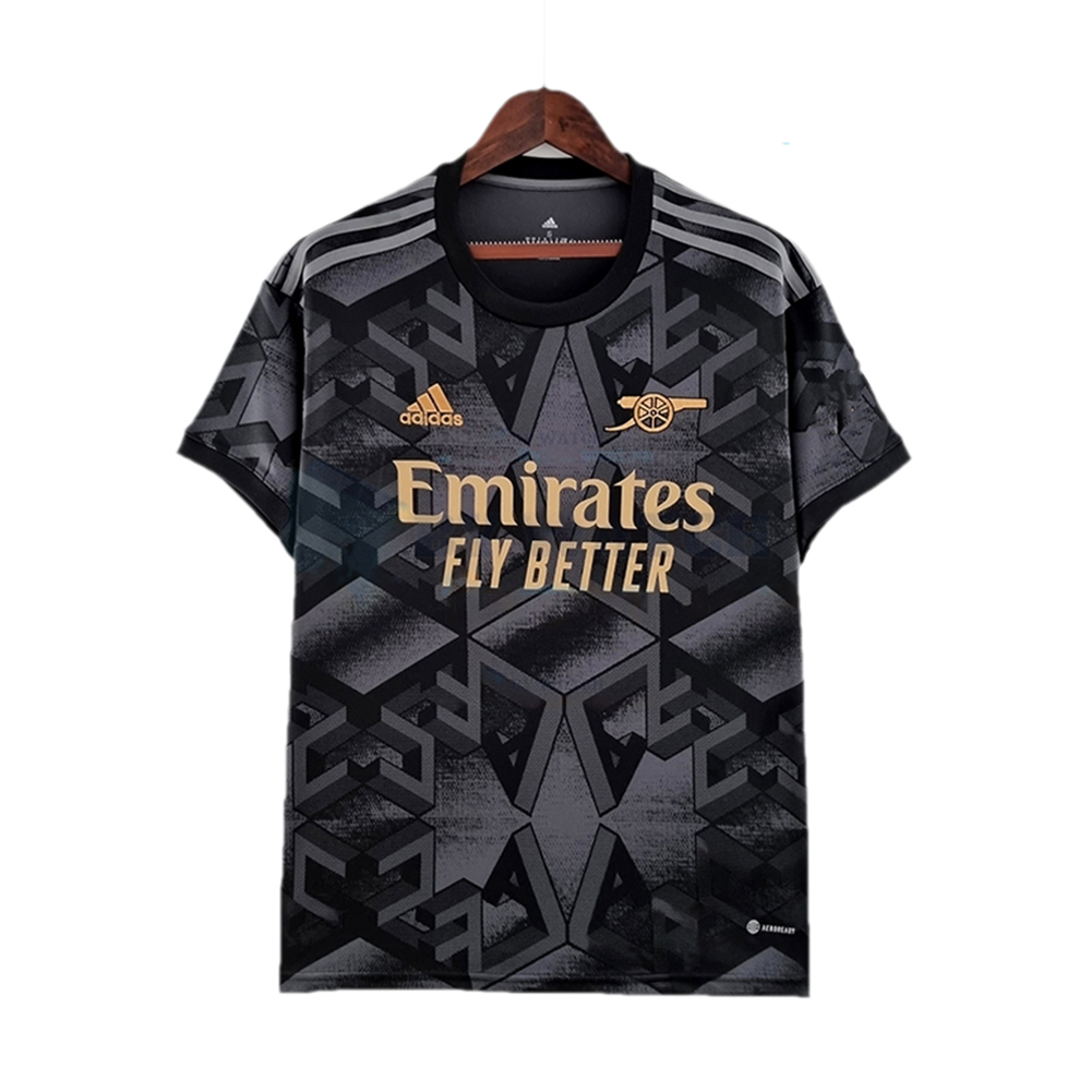 Arsenal Mesh Cotton Short Sleeve Away Jersey For Unisex - Black - Arsenal A1