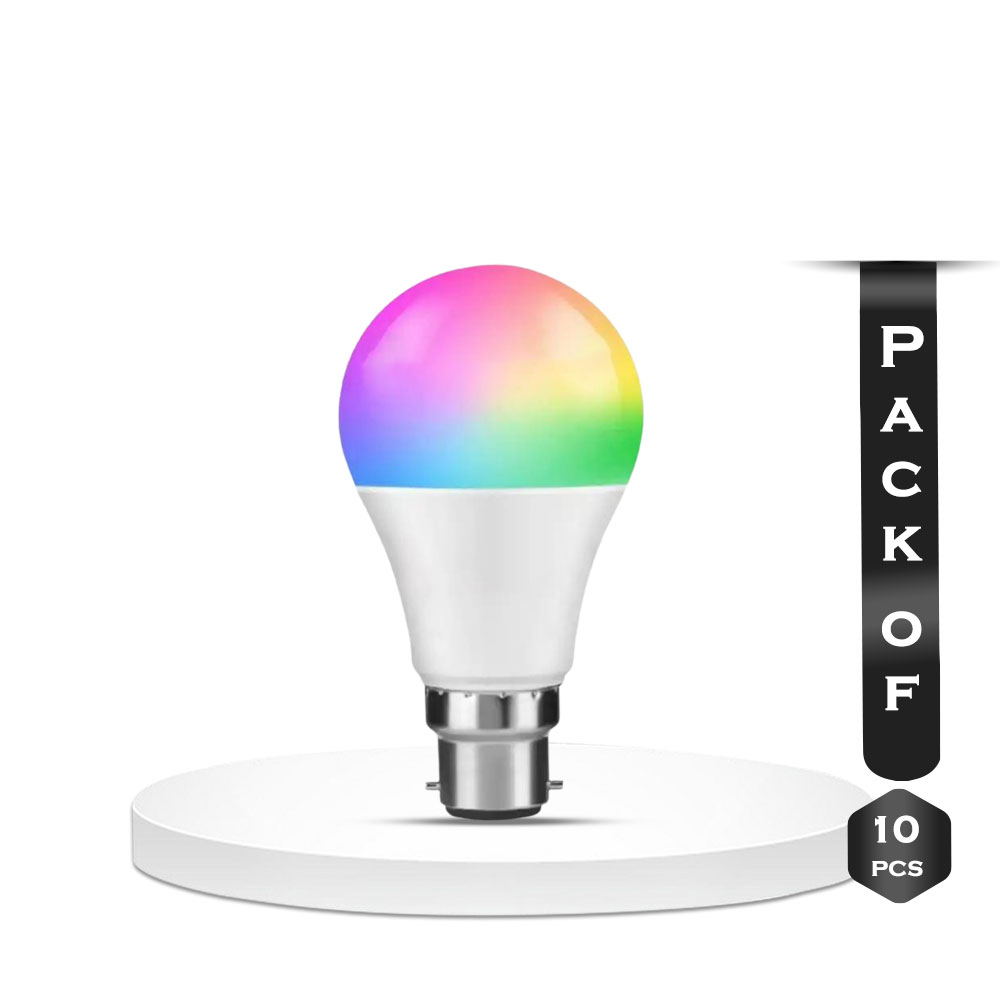 Pack of 10 Pcs RGB 7 Color LED Bulb - 9W