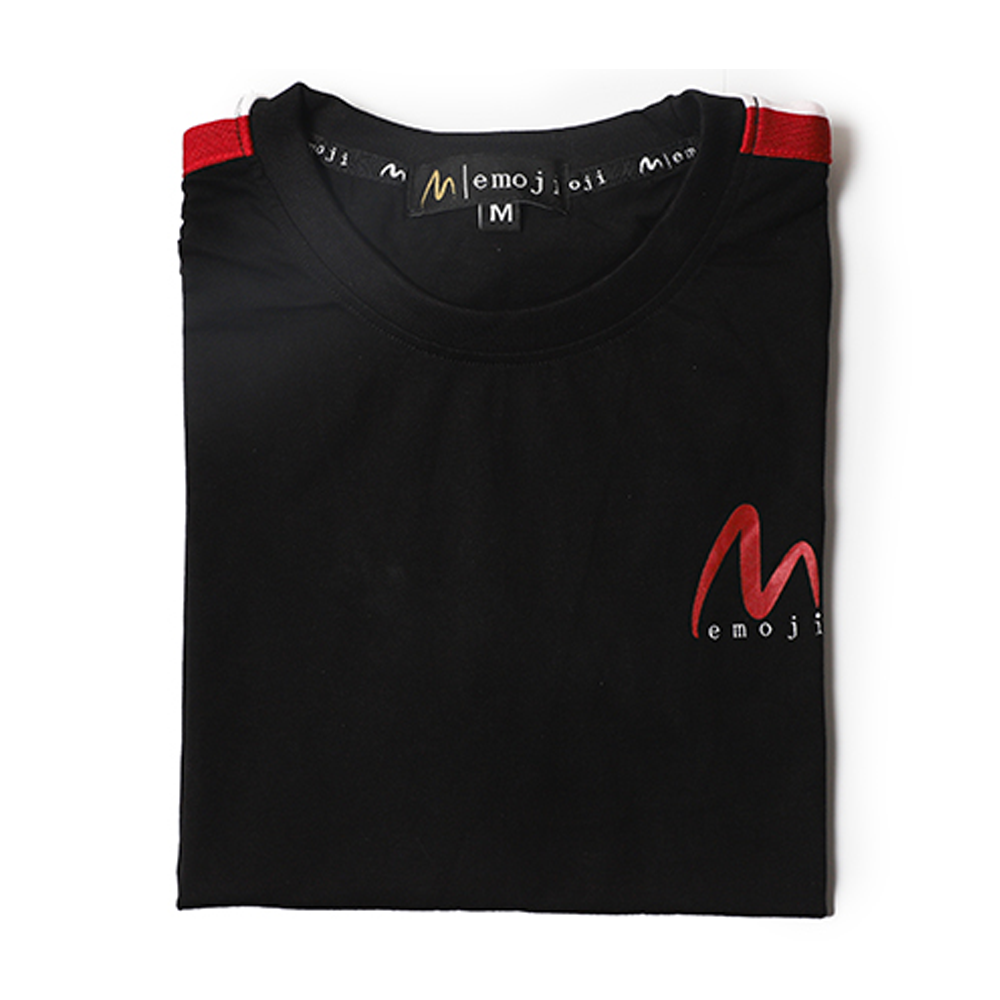  Cotton Half Sleeve T-Shirt for Men - Black - EMJ#BSTRPTSHRT