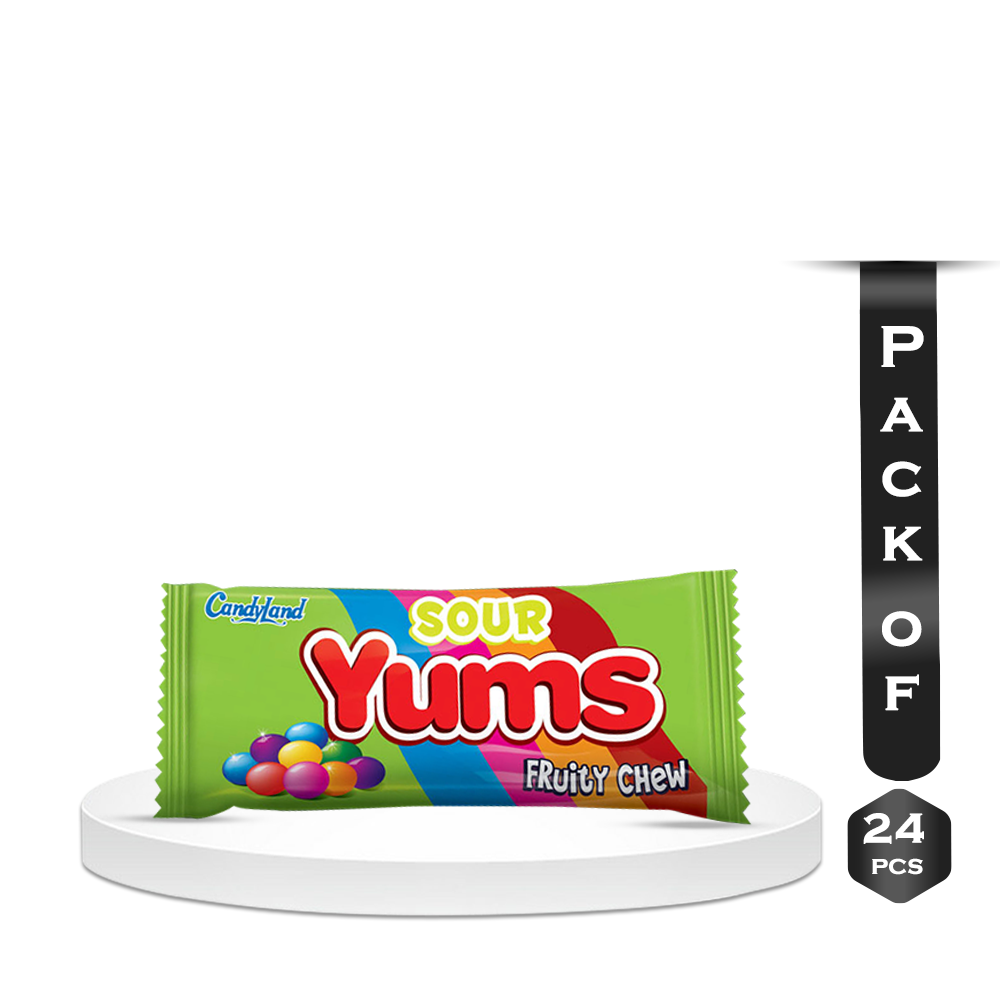 Candyland Yums Sour Chew Mix Fruit Flavor Candy - 24 Pcs