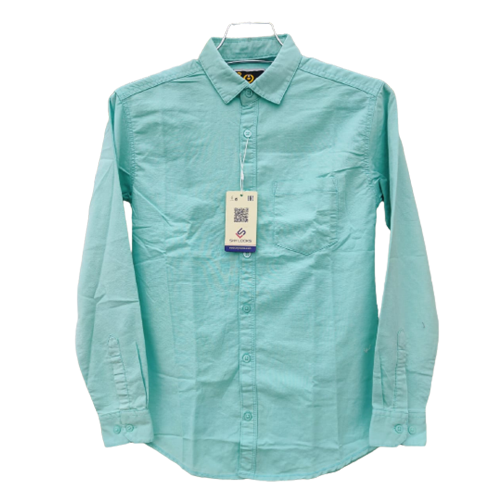 Oxford Cotton Full Sleeve Shirt For Men - Mint Green - OP68