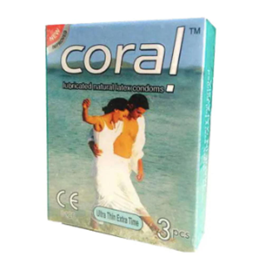Pack of 3 Pcs Coral Extra Time Ultra Thin Lubricated Condom