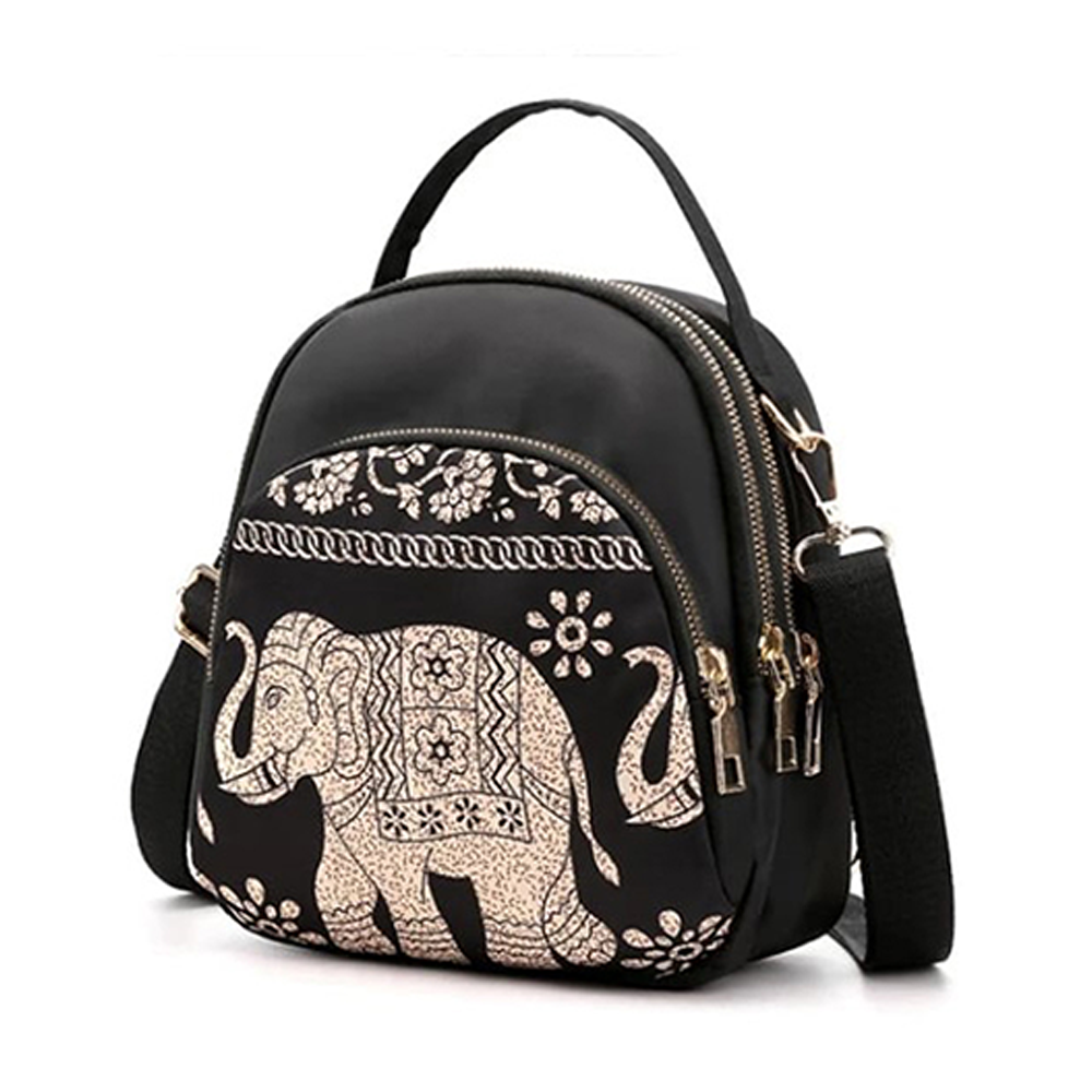 Cat Multilayer Crossbody And Shoulder School Bag For Girls - Black And Golden - MS BAG 26