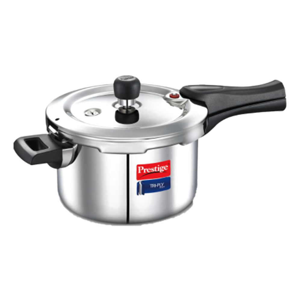 Prestige Triply Outer Lid Induction Compatible Pressure Cooker - Silver - 5 Litre