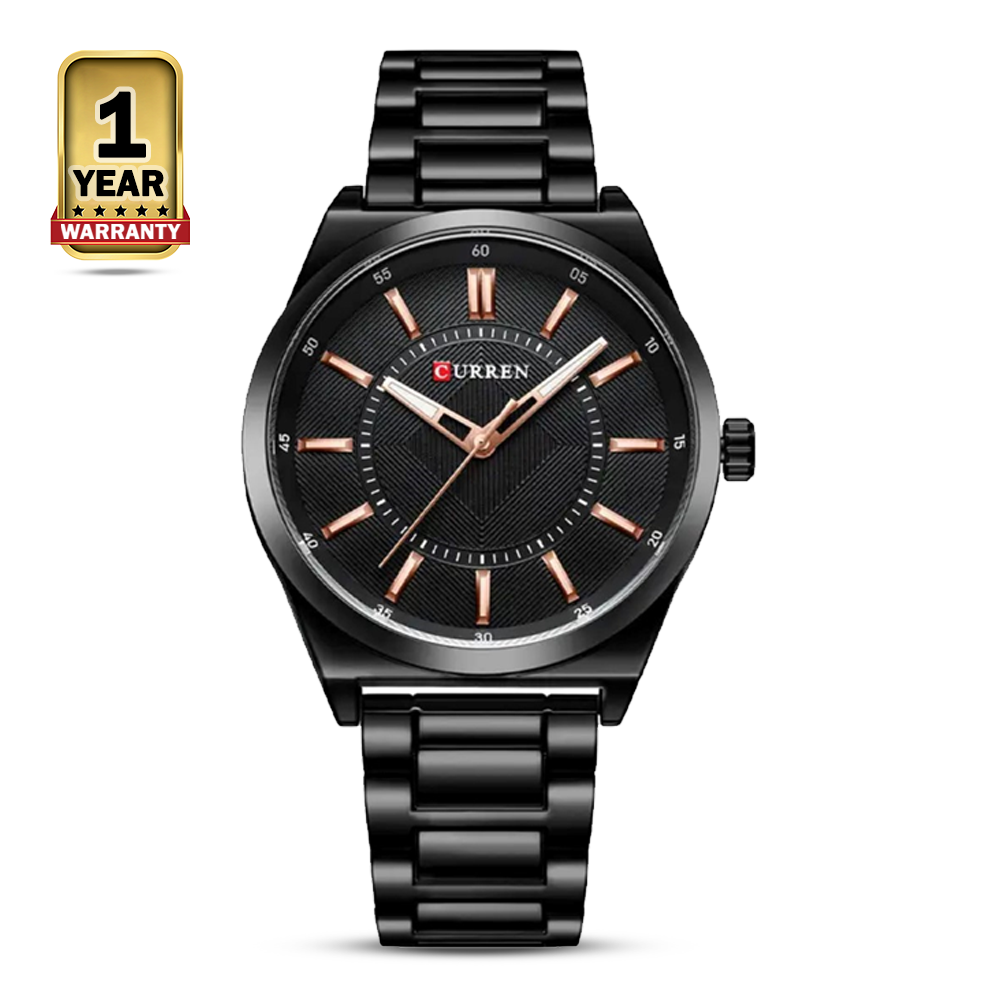 Curren 8407 Stainless Steel Wrist Watch For Men - Black