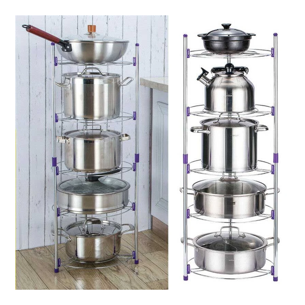 5 Layer Corner Kitchen Pot Organizer Rack
