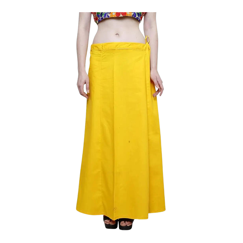 Cotton Saree Petticoat for Women - Yellow