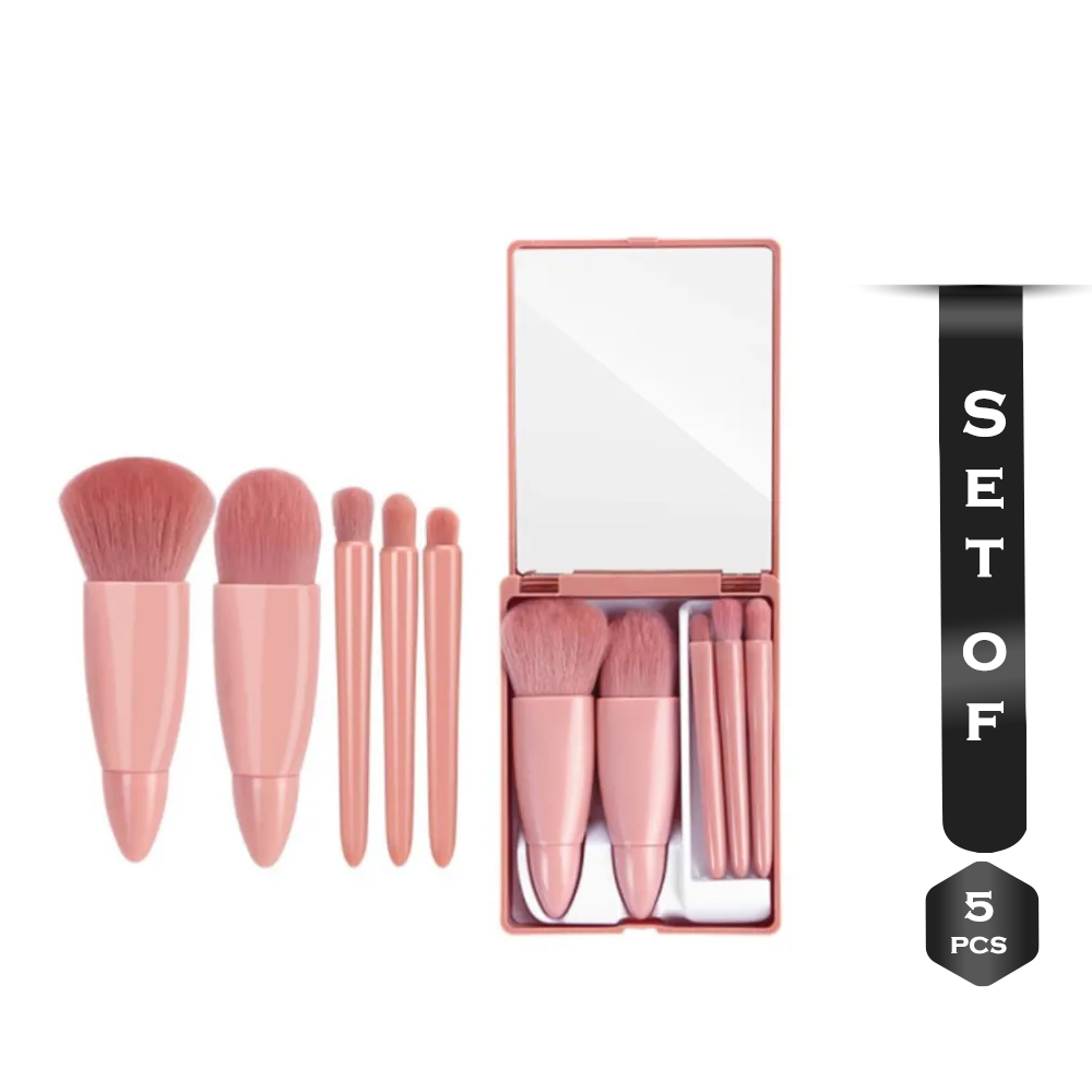 Pack Of 5 Pcs Makeup Brush Set - Pink
